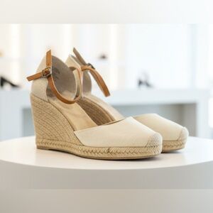 Elegant Cream Wedge Sandals